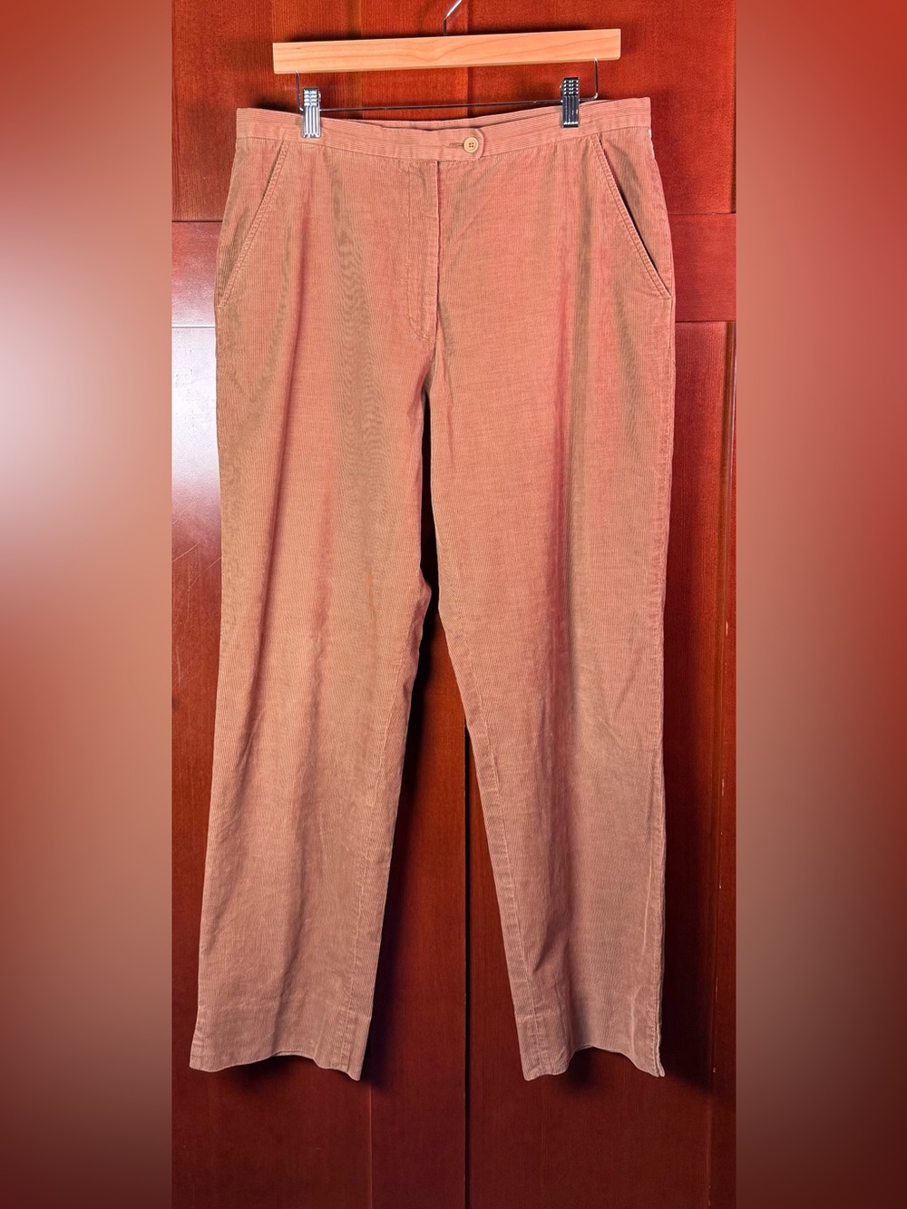 Façonnable Corduroy Wide Straight Leg Pants Camel Tan Size 14